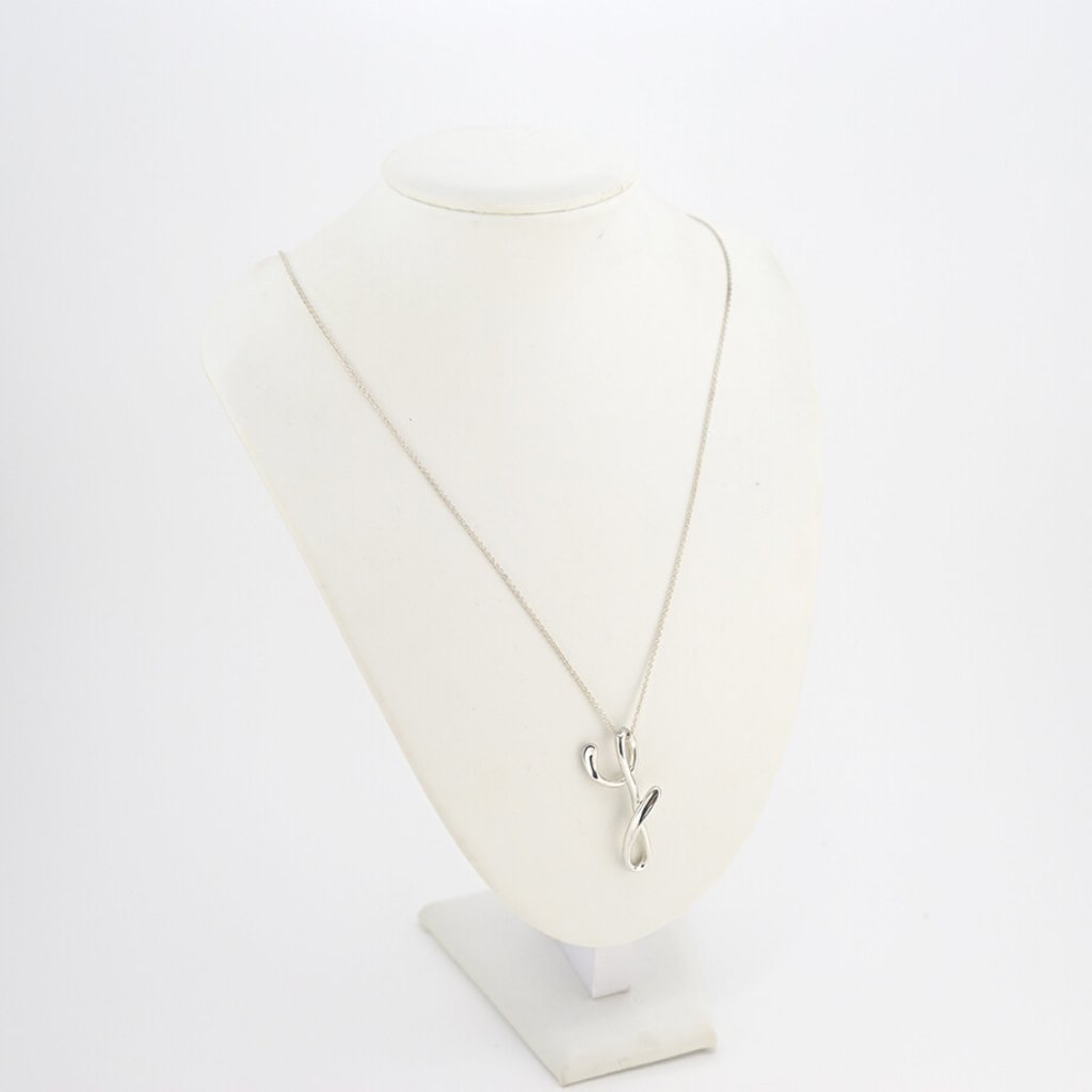 Tiffany & Co. Xl Letter Y Necklace 30" Silver 925 Peretti Auth W/Box F1114-2